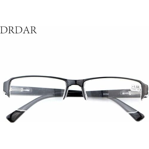 DRDAR TR90 Square half frame Men Reading mirror 0056 Womens Presbyopia Glasses Stainless Steel Spring Hinges Brown / black
