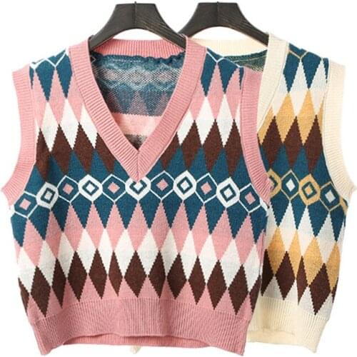 Autumn Winter Sweater Vest Knitted Pullover Jumper Women Sleeveless Waistcoat Outwear Boho Vintage Vest Pull Femme