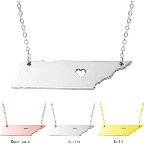 SUTEYI US map Tennessee state necklaces pendant collares mujer statement necklace charm women jewelry