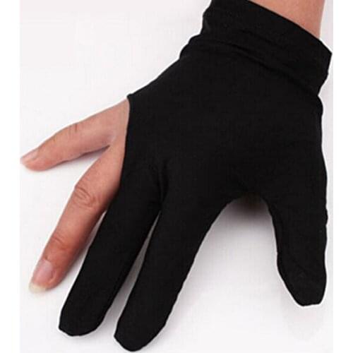 1Pcs Spandex Snooker Billiard Cue Glove Pool Left Hand Open Three Finger Accessory for Unisex Women and Men 4 Colors