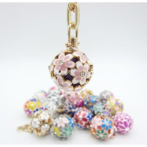 Hot Items Various Pretty Colorful Flowers DIY Locket Diffuser Jewelry Chime Belly Ball Pregnant Women Necklace
