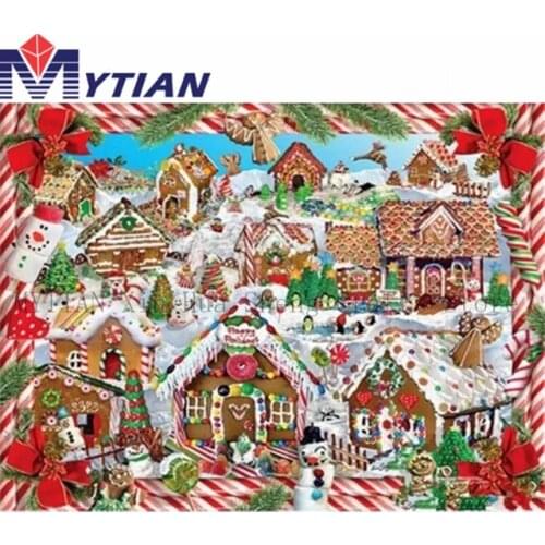 Christmas Gingerbread Village,Candy Canes,Diamond Painting Art Kit Mosaic Rhinestone Wall Sticker Diamond Embroidery Home Decor
