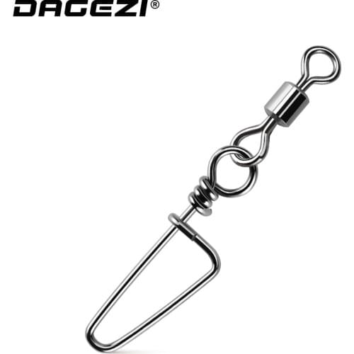 DAGEZI Stainless Steel Fishing Connector 25Pcs/lot 8-word ring connector Rolling Snap Swivels Fishing Tackle