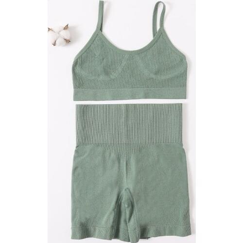 Seamless Women Bra Panties Set Crop Tops High Waist Short Active Wear Sexy Lingerie Fitness Shorts Crop Top Sport Underwear Set