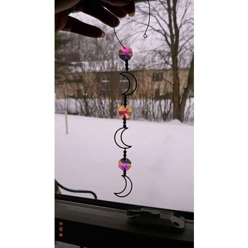 Bohemian Room Light Decor Cherry Blossom Moon Sun Catcher Decor Car Mirror Charm Home Decoration Kids Baby Bedroom Accessories