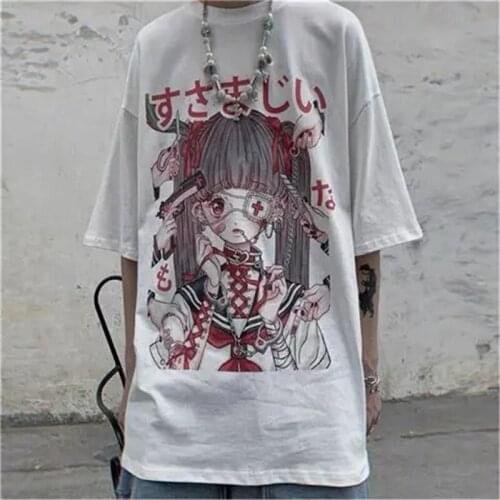 Dark Short-sleeved Male Student Fashion Print New Print Trend Loose Large Size Couple T-shirt Summer Cartoon Tshirts T Shirts