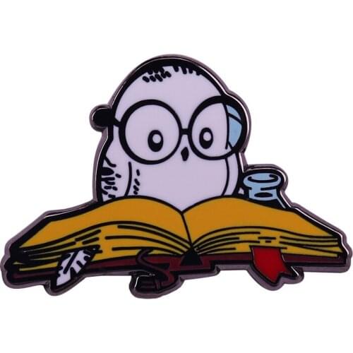 Reading is magical literature Brooch Hedwig badge charm snowy owl Enamel Pin fantasy bookworm collections