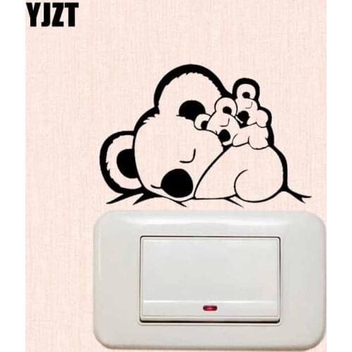 YJZT Cartoon Animal Family Wall Switch Sticker Vinyl Decal Children Room Decor Funny Creative S19-0039