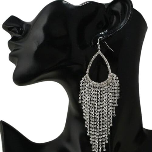 Women Luxury Earings The Europe And The United States High-end Piercing New Personality Geometric Large Circle Full Drill Chain