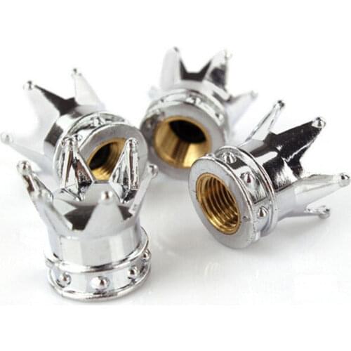 1/4pcs Silver Crown Style Tire Valve Cap Wheel Alloy Tyre Dust Covers Retro Car Bike Van Universal Valve Stems Gas Nozzle Cover