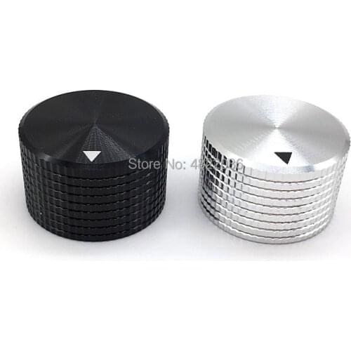 1pcs Silver Black Aluminum Alloy Potentiometer Amplifier knob Switch Cap 25MM * 16MM Hexagon Socket Screw Inner Hole 6MM