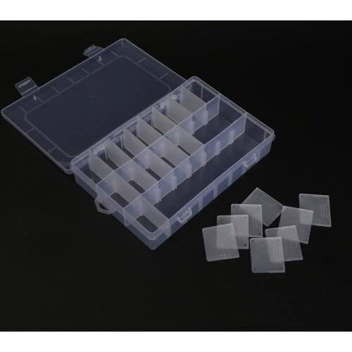 1 Pcs Hot Selling Detachable 24 Slots Plastic Storage Box Case Transparent Rectangle Organizer Beads Earring Jewelry Container