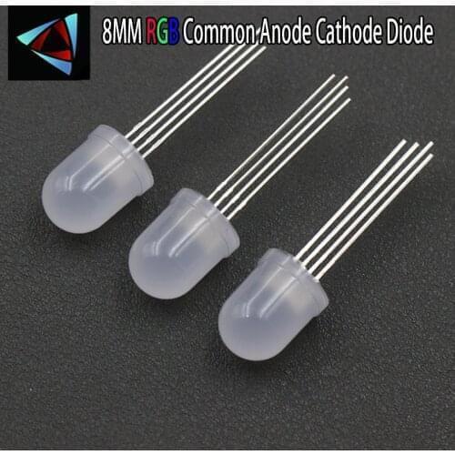 10 pcs = Full colors Diffused RGB LED, 8mm, common anode Common Cathode diode