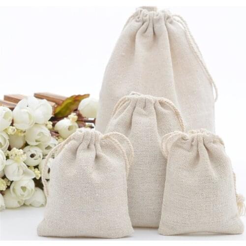 10pcs/lot Multi Size Reusable Cotton Drawstring Gift Bag Wedding Christmas Candy Wrappling Sachet Storage Jewelry Packaging