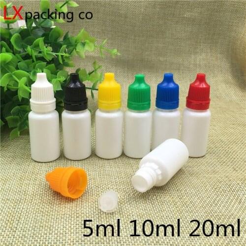 100 pcs Free Shipping 5 10 20 ml White Plastic Eye Drop Bottle Essence Parfums Soup Water Liquid Drop Empty Cosmetic Capacity