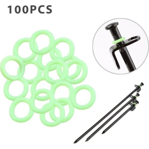 100PCS Outdoor Camping Tent Pegs Night Light Ring Fluorescent Nail Silicone O Shaped Lighting Ring Fishing Rod Tent Accessories