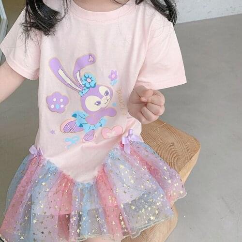 2021 summer baby Girls dress cute purple gradient star net gauze skirt little girl princess dress