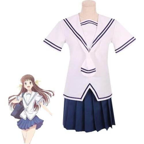 Anime Fruits Basket Cosplay Costume Tohru Honda Tops+Skirt Japanese School Uniform Women Halloween Carnival Dress Custom Made