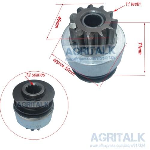 The bendix (motor drive pinion) for starter motor QD1315D for tractor like TY254, the 11teeth 12 splines type