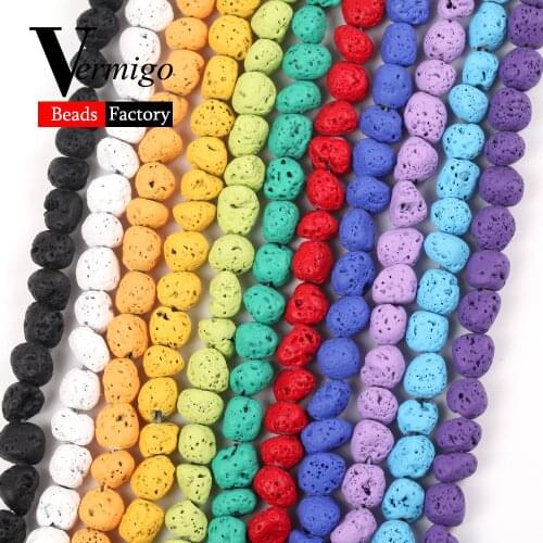 8mm-10mm Irregular Lava Hematite Stone Beads for Jewelry Making Natural Beads diy Bracelets Necklace Accessories 15"