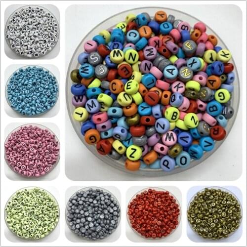 100pcs 7mm Letter Spaced Beads Round Shape Alphabet Letter Beads Charms Bracelet Necklace For Jewelry Making Accessories