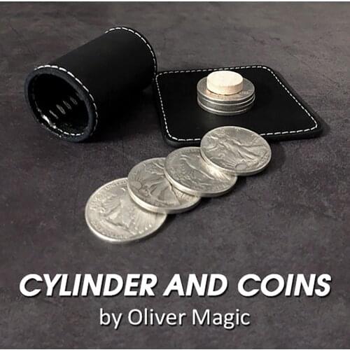 Cylinder and Coins Magic Tricks Walking Liberty Half Dollar Magia Magician Close Up Illusions Gimmick Props Mentalism Fun Easy