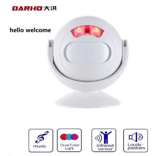 Darho Hello Welcome Multi-function Wireless Curtain PIR Motion Wireless Strobe Light Welcome Chime Doorbell Burglar Alarm System