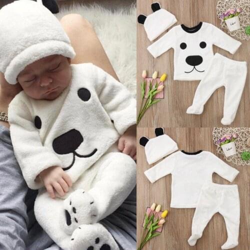 Baby Fashion Suit Long Sleeve Round Neck Cartoon Bear Print Sweater Casual Hat Loose Elastic Trousers Set