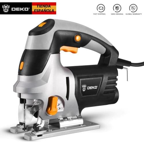 DEKO DKJS80Q1 cable electric Calender saw, with 6 speeds, laser guide, ergonomic handle, bezel cut, 6 sheets, LED