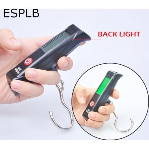 ESPLB 50kgx10g Luggage Digital Scale Mini Portable Hanging Hook Travel LCD Electronic Digital Scale with Backup Light