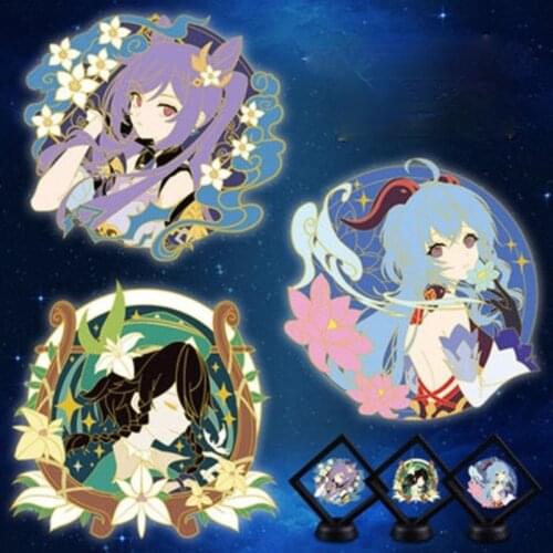 Game Genshin Impact Character Cosplay Pins Brooch Anime Pins Venti Keqing Xiao Ganyu Anime Badge Charms Collection Decor Gift