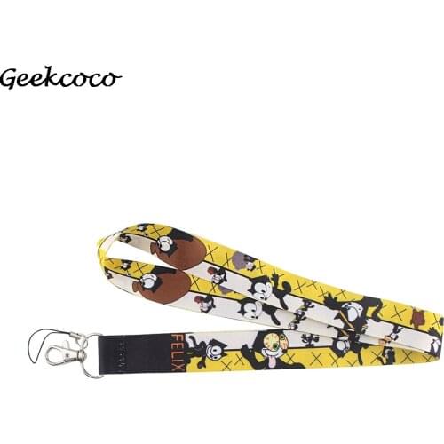 J1821 Cute Cartoon Cat Animal Neck Strap Lanyard for keys ID Card Gym Mobile Phone Straps USB badge holder DIY Hang Rope