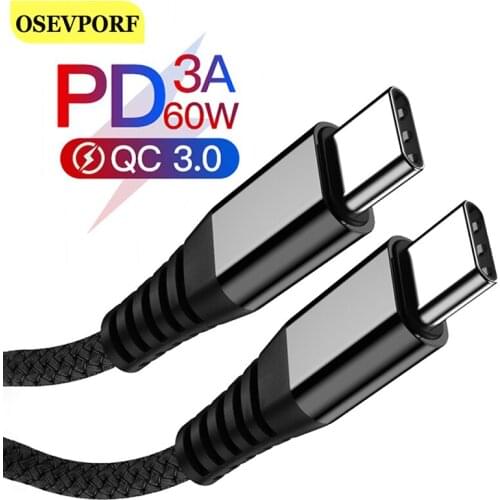 USB Type C to Type C Cable for Redmi K20 Note 7 5 Pro Quick Charge 3.0 Fast Charge Type-C Cable for Samsung S9 S10 S8 USB-C Wire