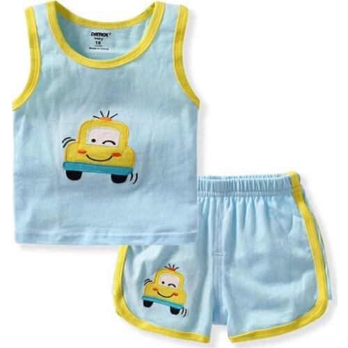 Danrol Colorful Childrens Set 100% Cotton 0-36M shortsleeves Shirt + Shorts Summer embroidered Boy Girl Baby Clothings
