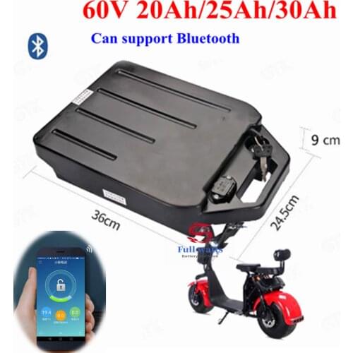 60V 25Ah Lithium ion 60v 20Ah li ion with bluetooth BMS APP for two Wheel Foldable citycoco X7 X8 X9 scooter + 3A charger