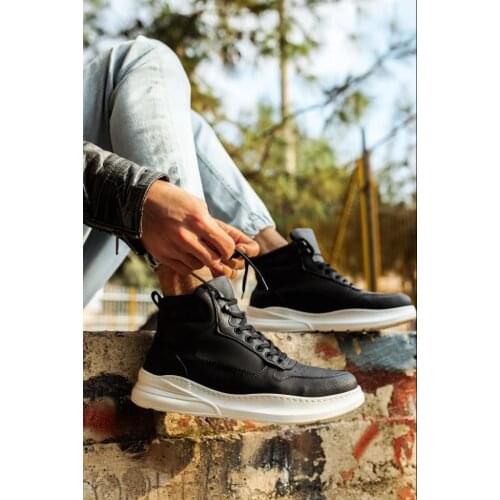 Knack High Sole Shoes F-505 Black (White Bottom)