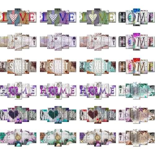 5pcs Full Square Drill 5D DIY Diamond Painting "Home Sweet Home" Multi-picture Combination Embroidery 5D Decor