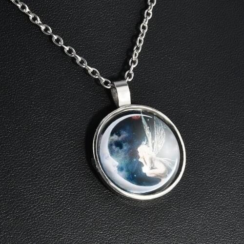 Fashion Women Girl Fairy Fairy Time Glass Moon Pendant Long Chain Necklace Party Sweater Lucky Necklaces Jewelry Halloween gift