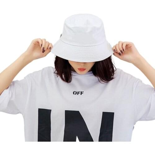 Black White Solid Bucket Hat Unisex Bob Caps Hip Hop Gorros Men women Summer Panama Cap Beach Sun Fishing boonie Hat