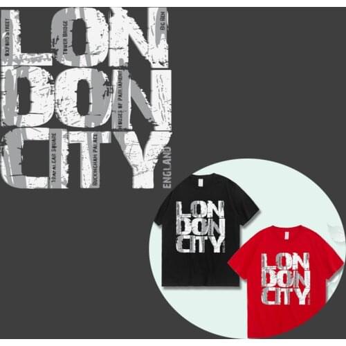 London Letter Patches Iron on Transfers for Clothing Heat Thermal Stickers Diy T-shirt Decoration Badge Hoodies Printing