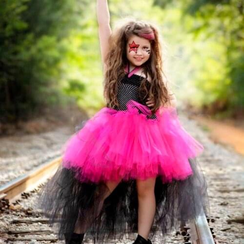Rockstar Queen Tutu Dress Girl Birthday Party Outfit for Photo Prop Halloween Costume Kids Tutu Dress TS083