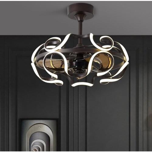 Nordic Modern Ceiling Fan Aluminum Iron Pendant Lighting Restaurant Strong Wind Living Dining Room Lamp with Remote Control