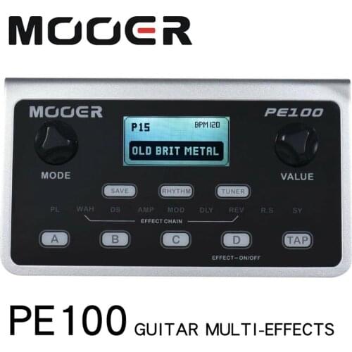 MOOER PE100 Multi-effects Processor Guitar Effect Pedal 39 Effects Guitar Pedal 40 Drum Patterns 10 Metronomes Tap Tempo