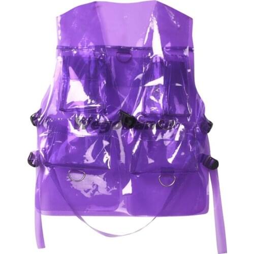 Rave Top Transparent Coat Hip-Hop Costume Jelly Colors Tops Street Dance Costume Skateboard Popping Clothes