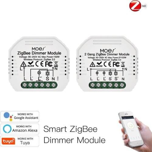 Tuya Zigbee 3.0 Dimmer Smart Switch Module Controller 2 Way Remote Control Smart Light Switch Relay Google Assistant Alexa Echo