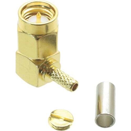 10Pcs SMA Male Plug Right Angle for RG174 RG316 Cable RF Connector SMA Male Plug RF Coax Connector Solder Elbow Gold plated