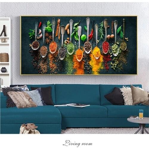 Kitchen Theme Wall Art Posters And Prints Herbs and Spices on the Table Canvas Paintings On the Wall Art Cooking Pictures Cuadro