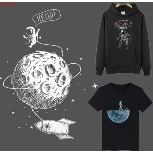 Prajna Iron On Transfer For Clothes Astronaut Space Patches Stripes Heat Vinyl Transfer Thermal Stickers On Clothes Patch Badges