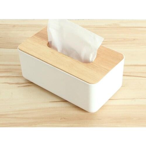 Tissue Box Wooden Cover Toilet Paper Box Solid Wood Napkin Holder Case Simple Stylish Tissue Paper Dispenser Home Car Organizer