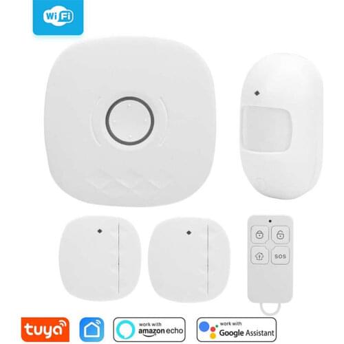 WiFi Smart Alarm Systerm Kit Scene Recognition 70m Wireless Voice Control for Google Assistant/Alexa TUYA EU Plug 100-240V